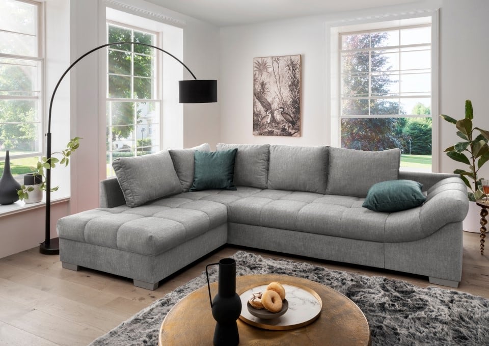 Ecksofa Alvito mit Schlaffunktion – Eleganter Mikrofaser Stoff in Verschiedenen Farben, von Benformato