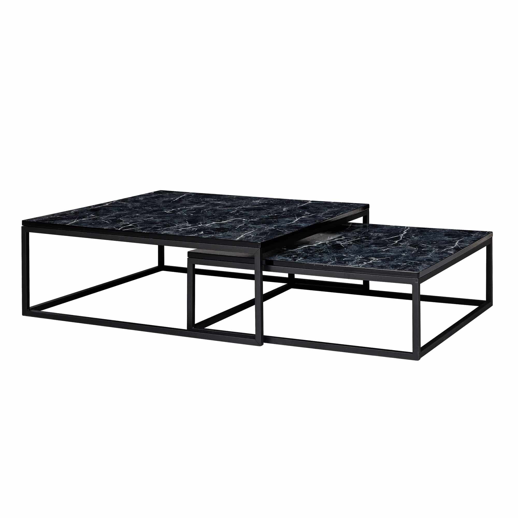 57298-Wohnling-Couchtisch-2er-Set-Marmoroptik-WL6-235-WL6-235_5 Design Couchtisch 2er Set Schwarz Marmor Optik Eckig