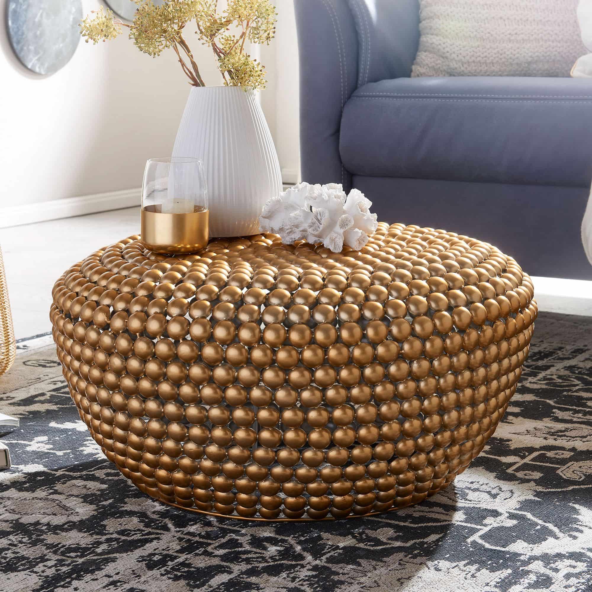 Couchtisch Aluminium Gold 60x60x30 cm Wohnzimmertisch Metall Rund Couchtisch Aluminium Gold 60x60x30 cm Wohnzimmertisch Metall Rund