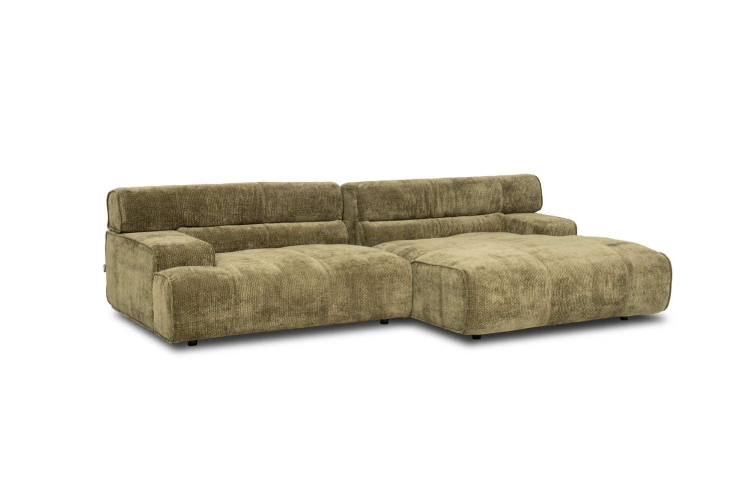Ecksofa Colosseo Olive – Großzügige Chenille-Couch von designwerk