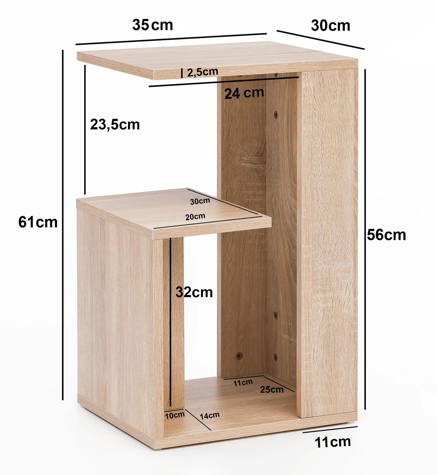 47466-WOHNLING-Regal-ABBY-35x29-5x60-cm-Sonoma-WL_3 Beistelltisch WL5.697 35x29,5x60 cm Holz Sonoma Design Anstelltisch Sofa