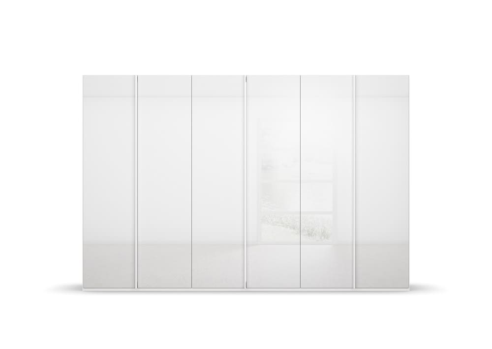 6-türiger Kleiderschrank SKAT Meridian von rauch mit Glasfront - in drei verschiedenen Farbvarianten, alpinweiß, seidengrau, graphit