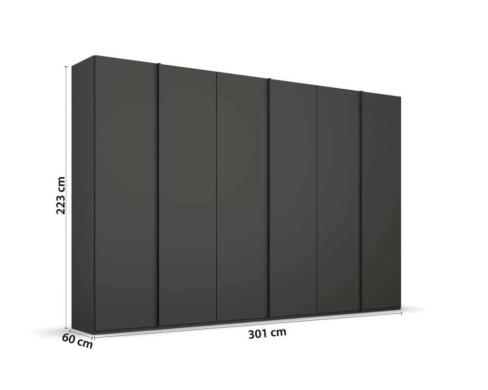 6-türiger Kleiderschrank SKAT Meridian von Rauch - Alpinweiß, Seidengrau, Graphit, Soft-Close, Made in Germany