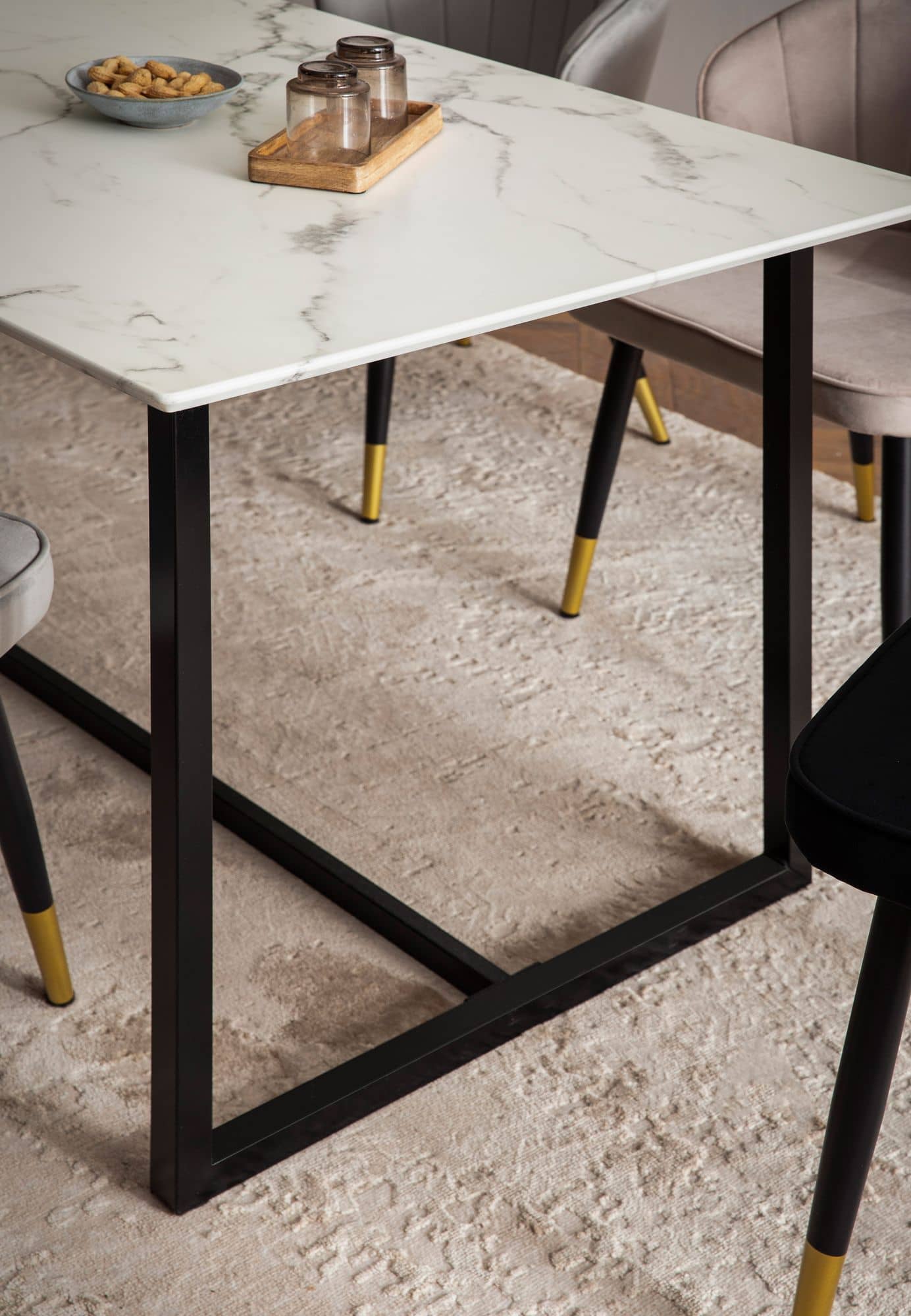 Esszimmertisch 160x80x76 cm Küchentisch Weiß in Marmor-Optik Modern Esszimmertisch 160x80x76 cm Küchentisch Weiß in Marmor-Optik Modern