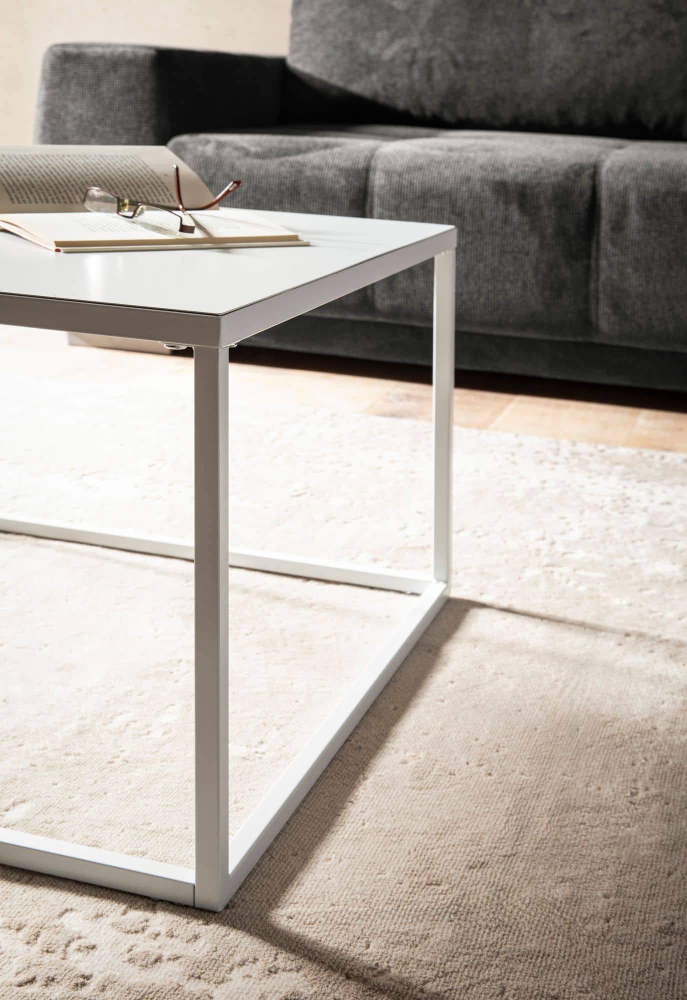 Couchtisch 60x60x40 cm Metall Wohnzimmertisch Industrial Weiß Couchtisch 60x60x40 cm Metall Wohnzimmertisch Industrial Weiß