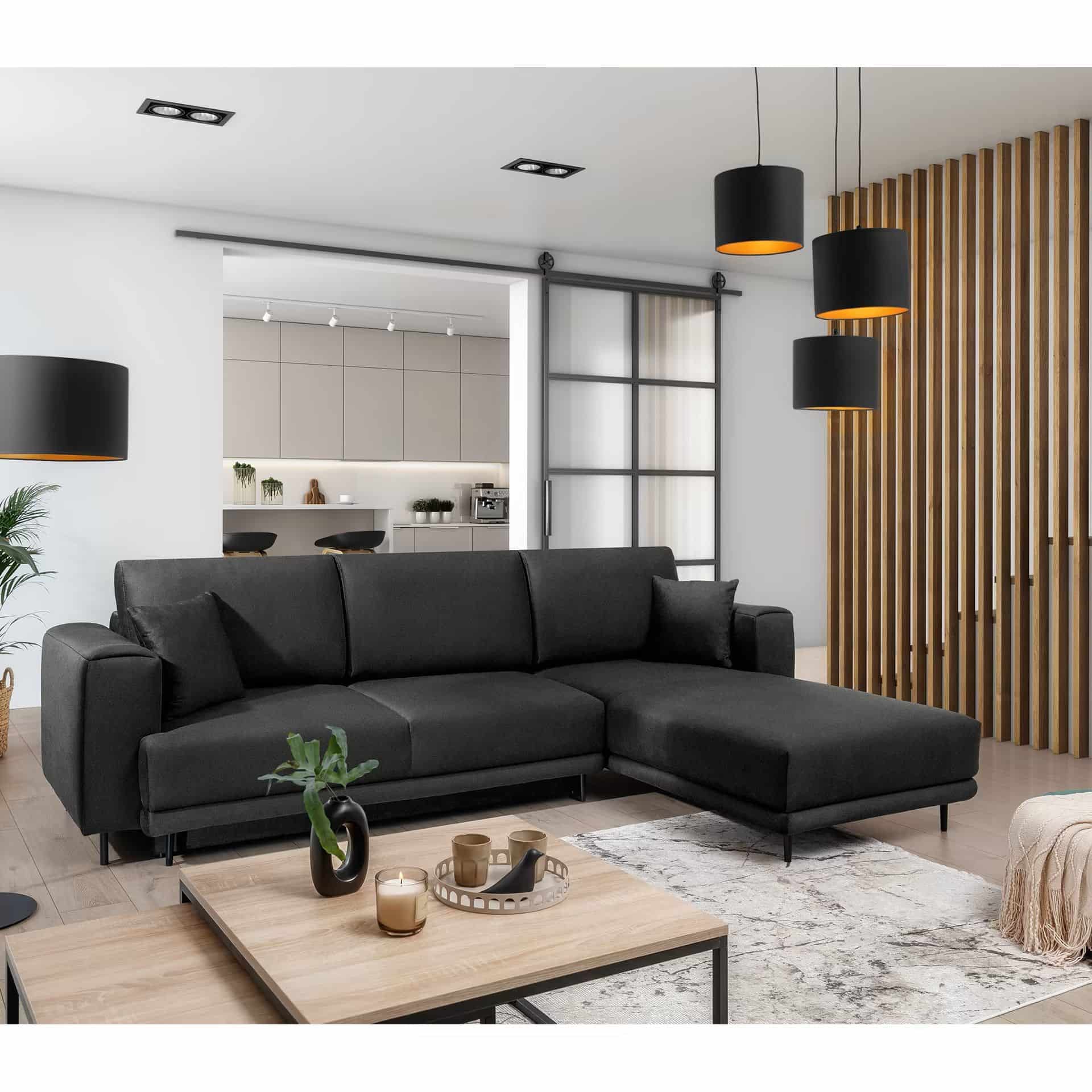 Ecksofa Baria – Schlaffunktion, Stauraum und pflegeleichter Stoff Ecksofa Baria – Schlaffunktion, Stauraum und pflegeleichter Stoff