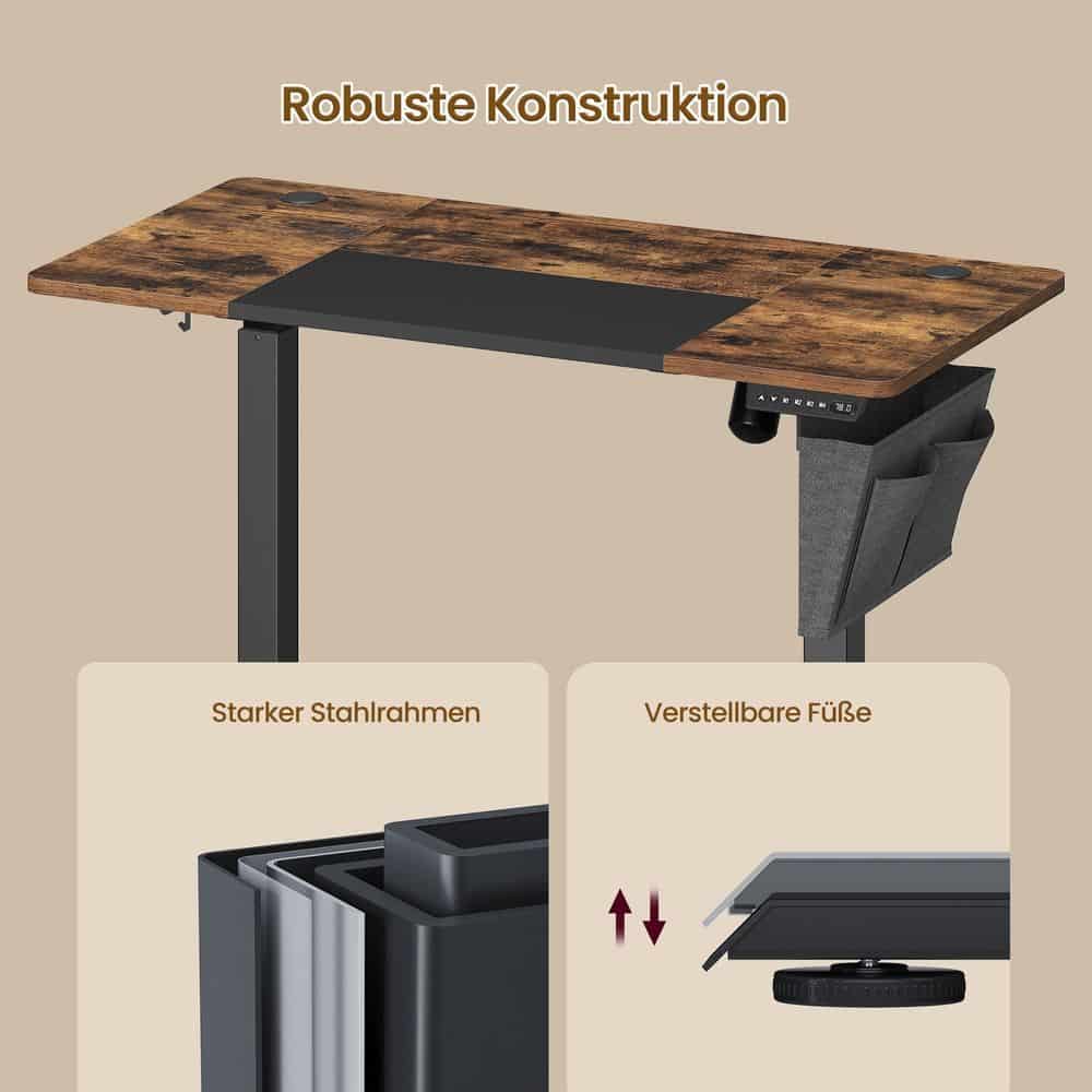 Höhenverstellbarer Schreibtisch vintagebraun-schwarz