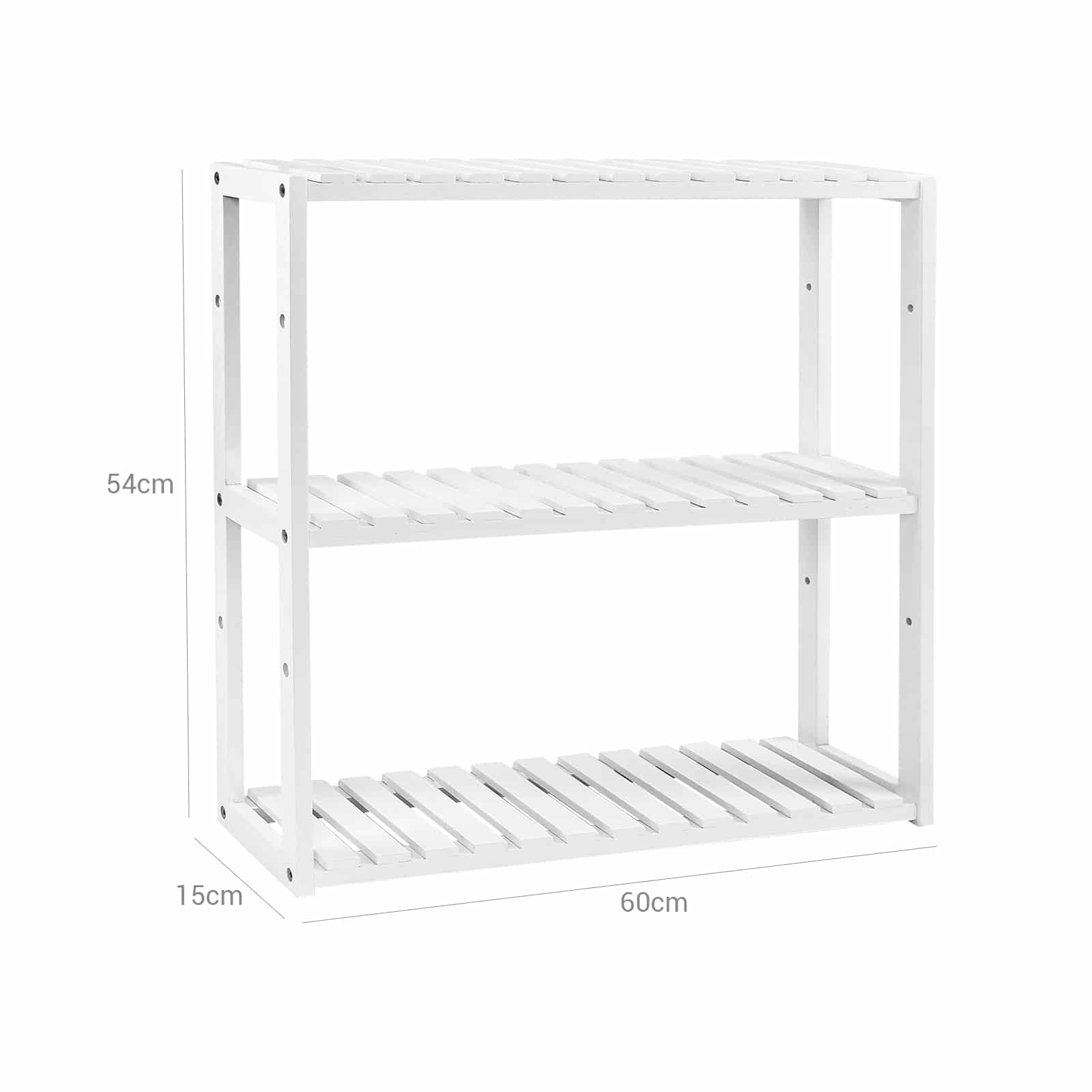 Bambusregal mit 3 Ablagen Weiß-BCB13W Bambusregal mit 3 Ablagen Weiß-BCB13W