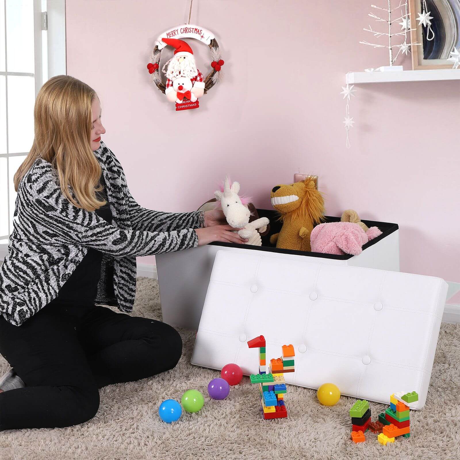 Sitztruhe 76 cm Kunstleder Weiß-LSF106 Sitztruhe 76 cm Kunstleder Weiß-LSF106