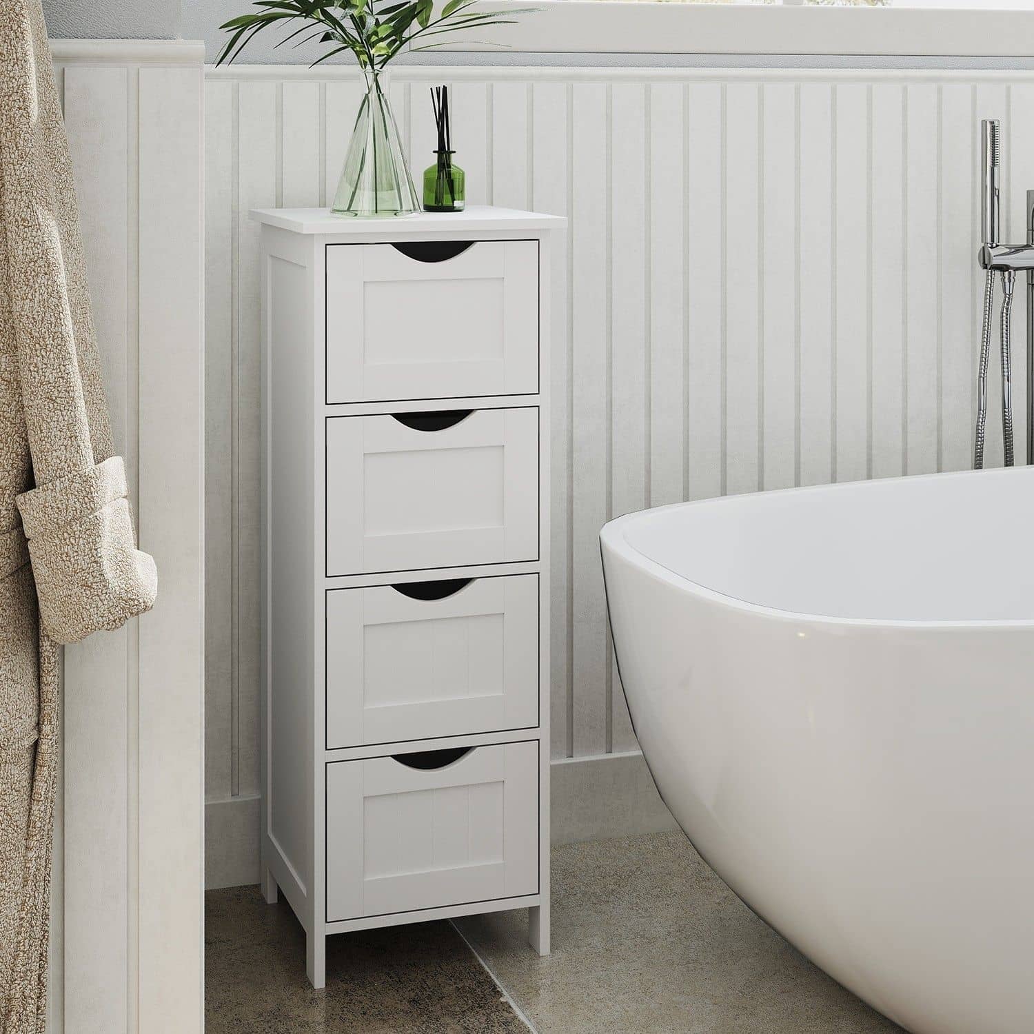 Badezimmerschrank, Badschrank, Beistellschrank mit 4 Schubladen Badezimmerschrank, Badschrank, Beistellschrank mit 4 Schubladen