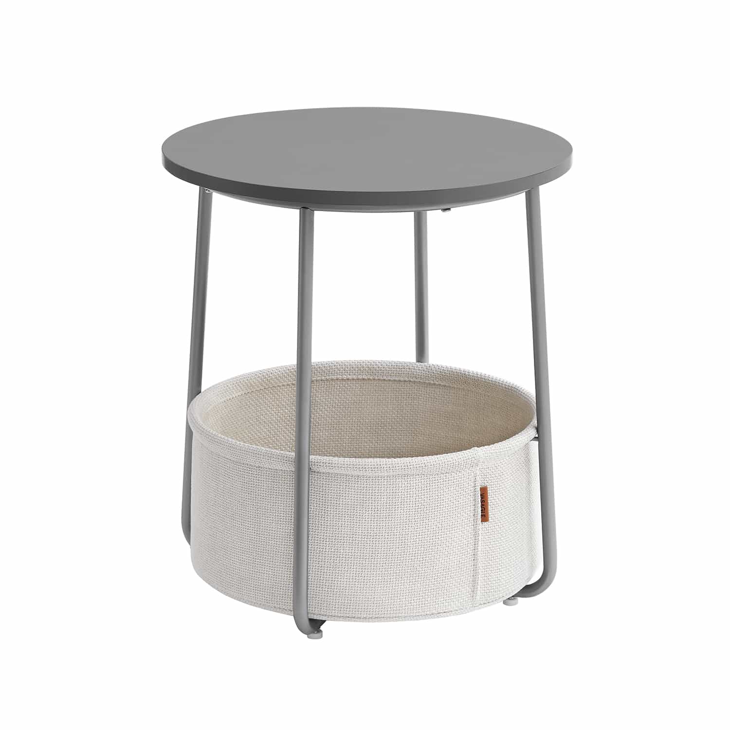 Beistelltisch rund mit Korb aus Stoff Beistelltisch rund mit Korb aus Stoff