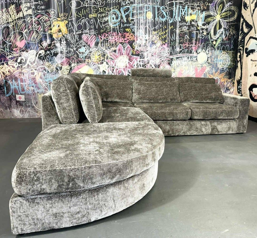 Sofa Grazia Grau Braun XXL mit Kissen – Myhomelando