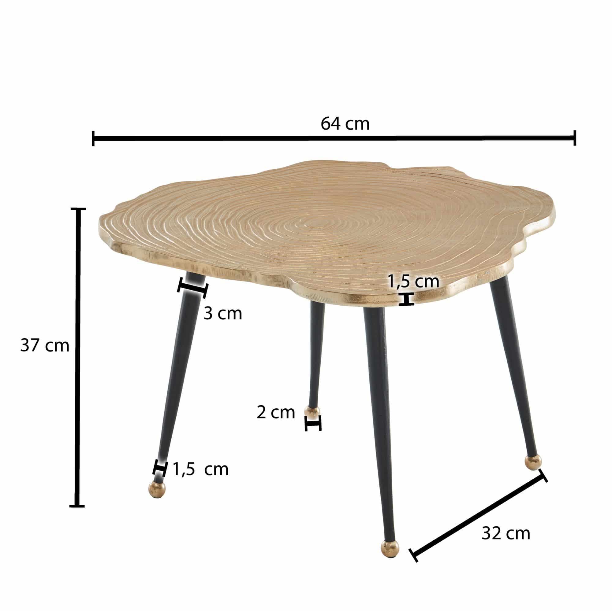 Couchtisch Aluminium Baumscheibe 64x64x37 cm Sofatisch Metall Gold Couchtisch Aluminium Baumscheibe 64x64x37 cm Sofatisch Metall Gold