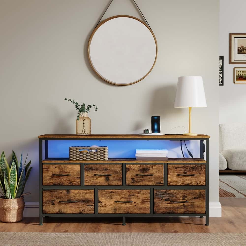 Kommode mit LED-Beleuchtung, Sideboard, Schubladenschrank für Wohnzimmer Kommode mit LED-Beleuchtung, Sideboard, Schubladenschrank für Wohnzimmer