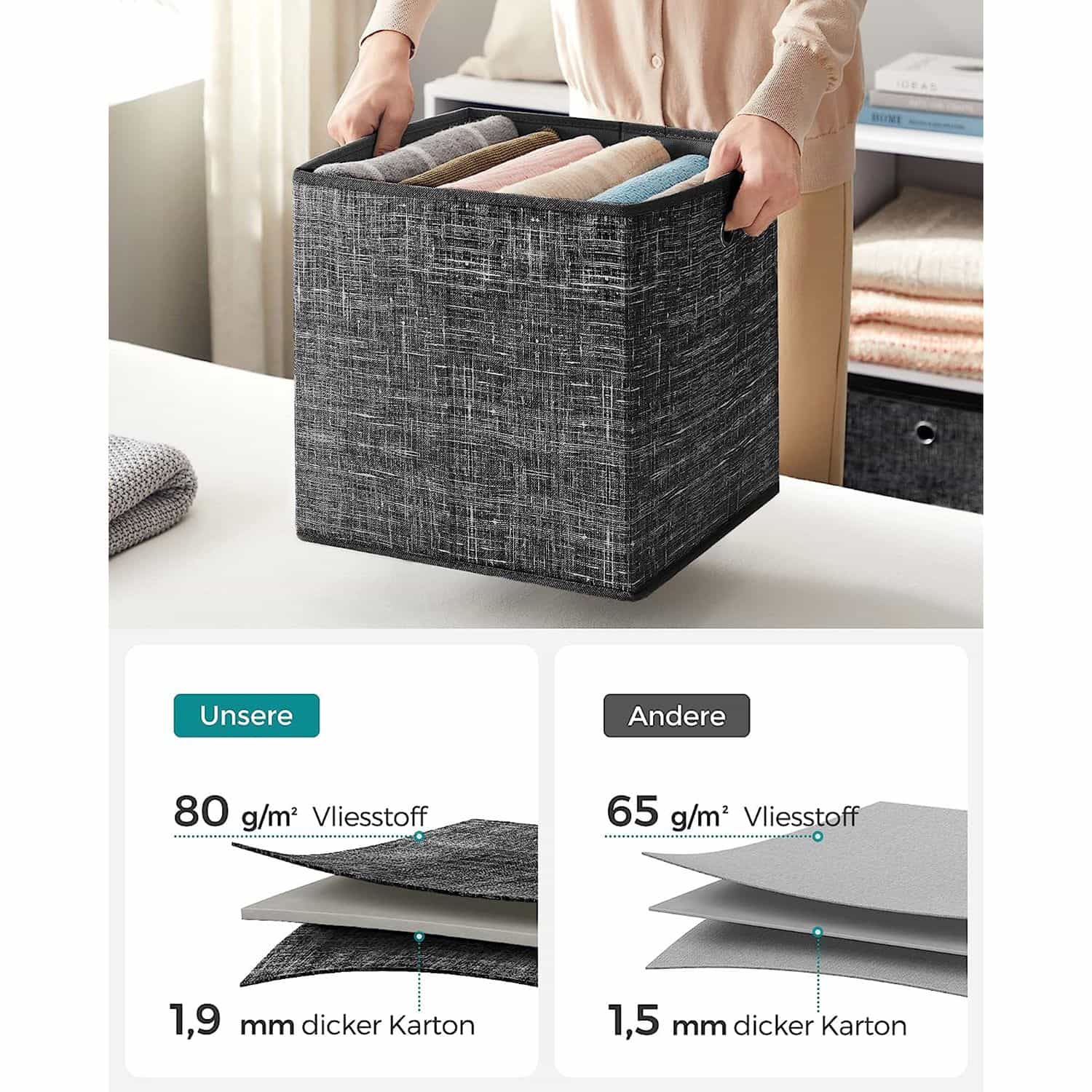 Aufbewahrungsbox 33cm 6er-Set schwarz meliert-RFB033B01 Aufbewahrungsbox 33cm 6er-Set schwarz meliert-RFB033B01