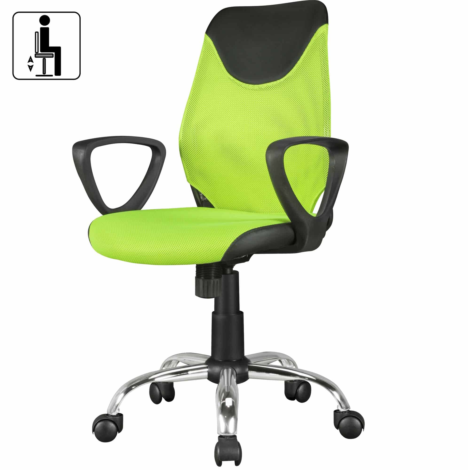 41609-AMSTYLE-Kinderdrehstuhl-KiKa-lime-green-L_2 Kinder-Schreibtischstuhl TERNI Schwarz Limette für Kinder ab 6 mit Lehne