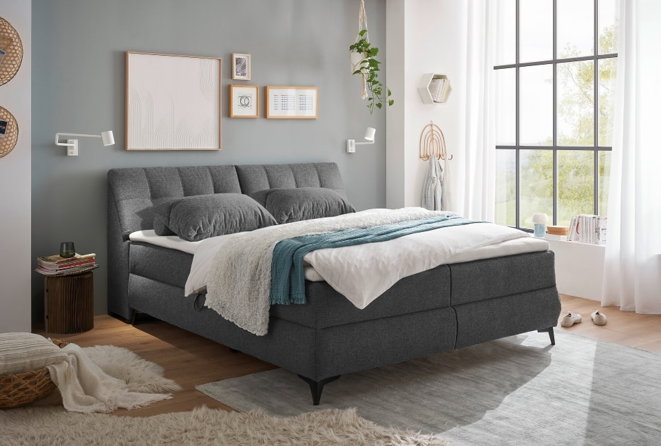 Atlantis-180_Lumos-13-anthrazit_Milieu Zeitlose Eleganz: Anthrazit Boxbett Atlantis - Myhomelando