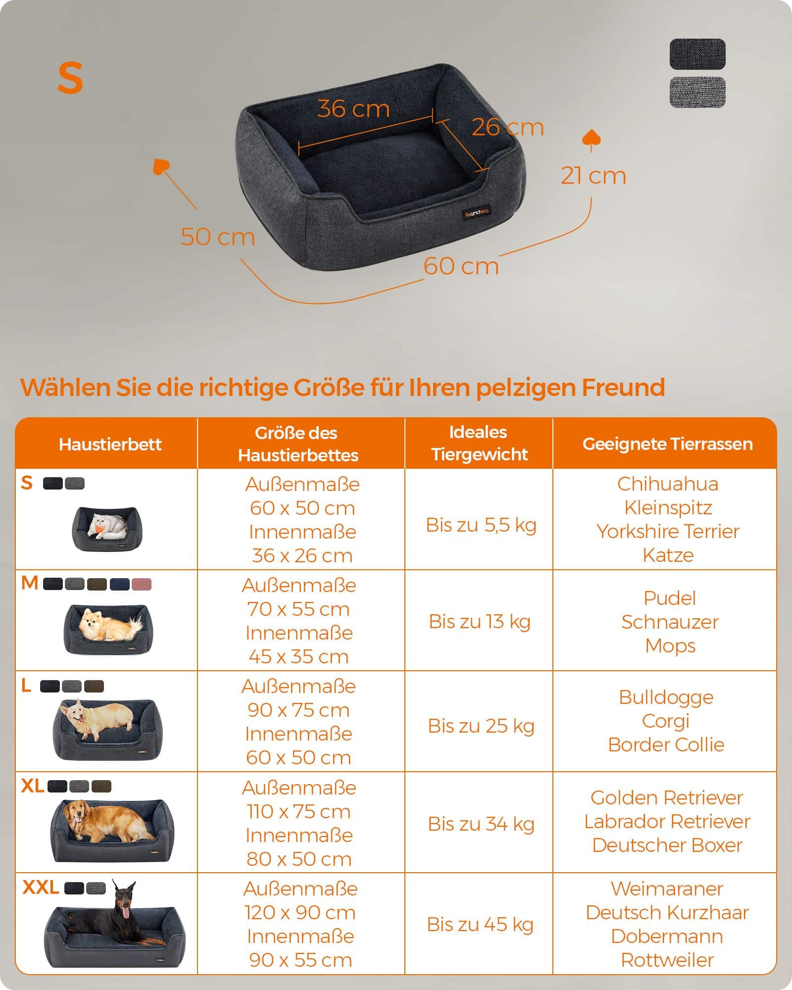 Hundebett mit abnehmbarem und waschbarem Bezug dunkelgrau-PGW009G01 Hundebett mit abnehmbarem und waschbarem Bezug dunkelgrau-PGW009G01