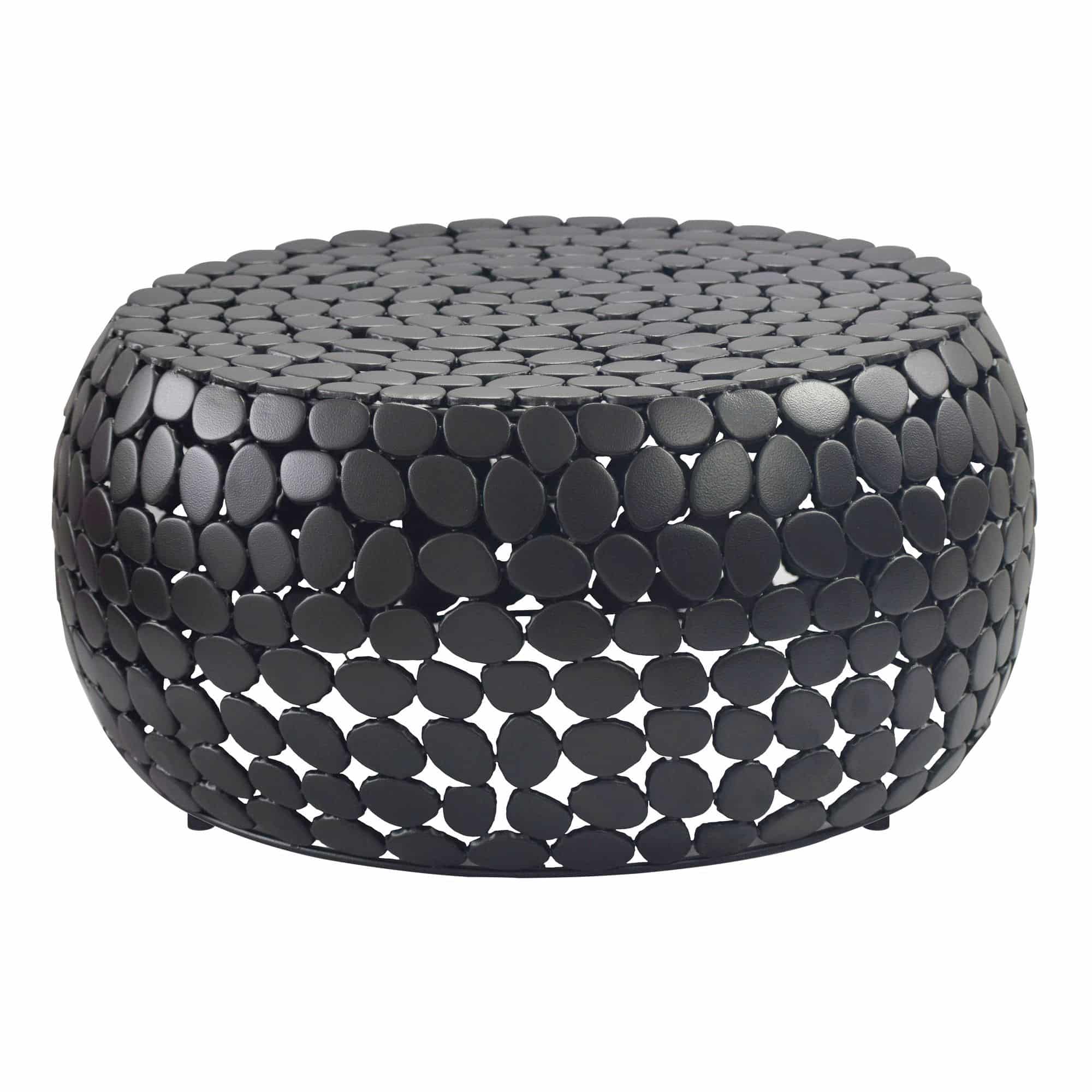 Couchtisch Aluminium schwarz rund 66x32 cm - Design Sofatisch Wohnzimmer - Moderner Wohnzimmertisch Metall - Runder Loungetisch - Alu Beistelltisch Handmade