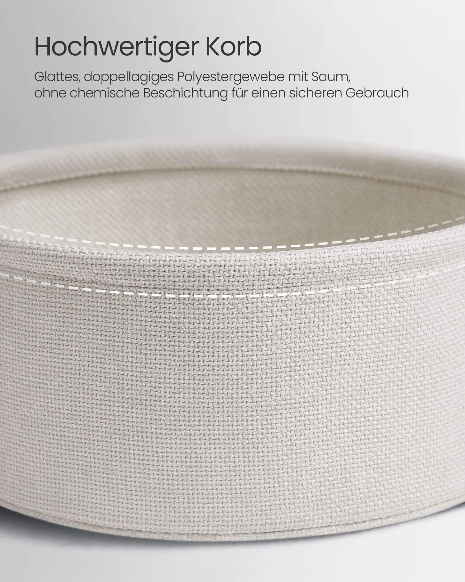 Beistelltisch rund mit Korb aus Stoff Beistelltisch rund mit Korb aus Stoff