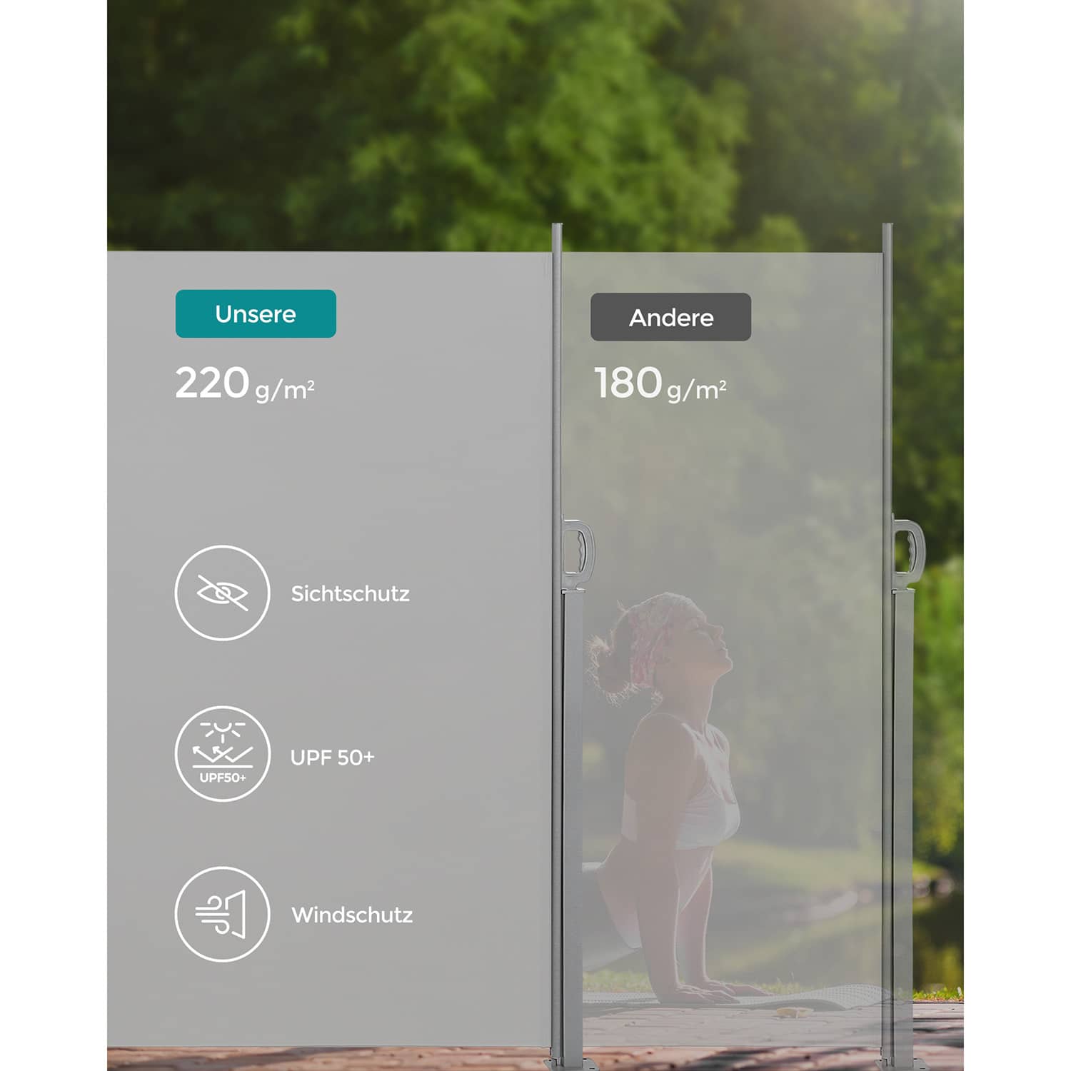 Seitenmarkise ausziehbar 200 x 350 cm für Balkon-B34GSA505G03