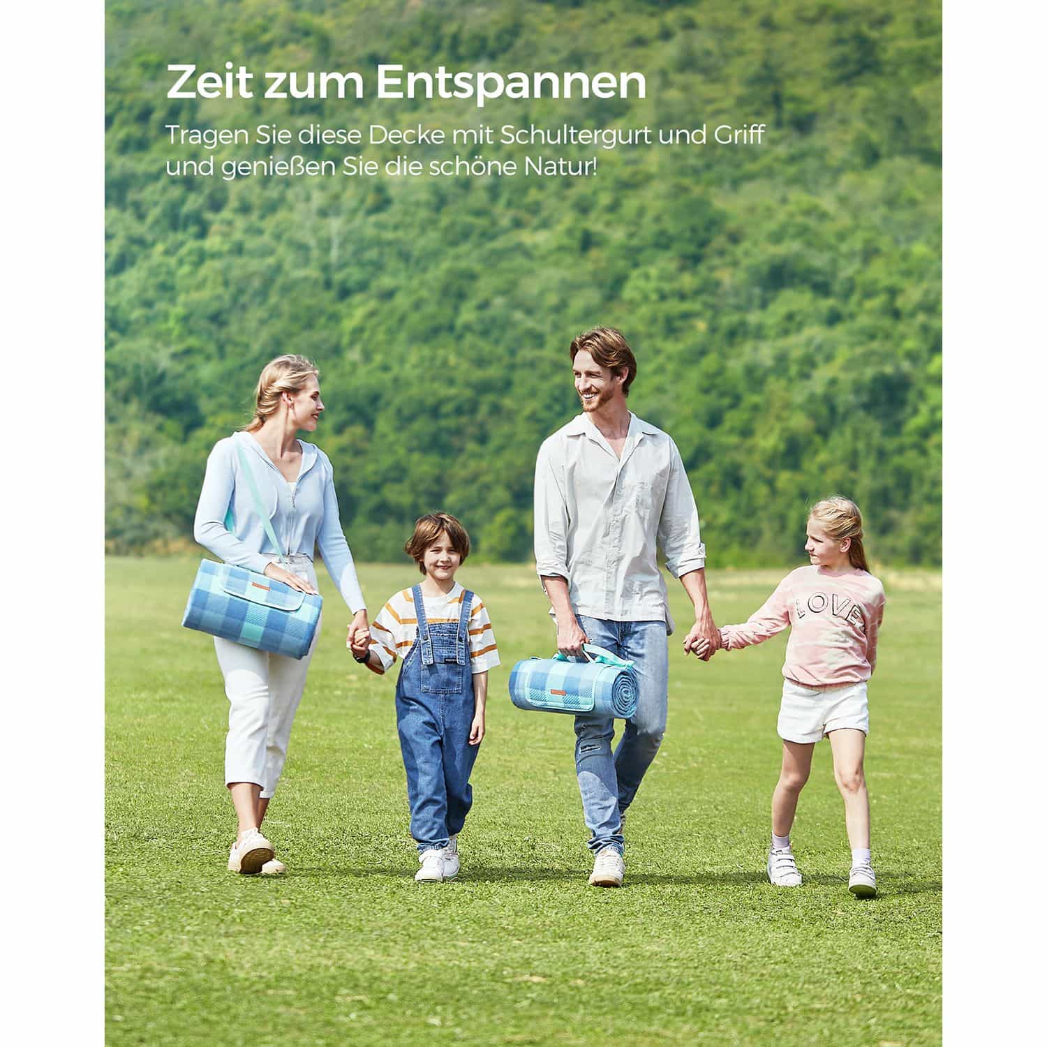 Picknickdecke 300 x 200 cm wasserdicht grün-blau-GCM012Q03 Picknickdecke 300 x 200 cm wasserdicht grün-blau-GCM012Q03