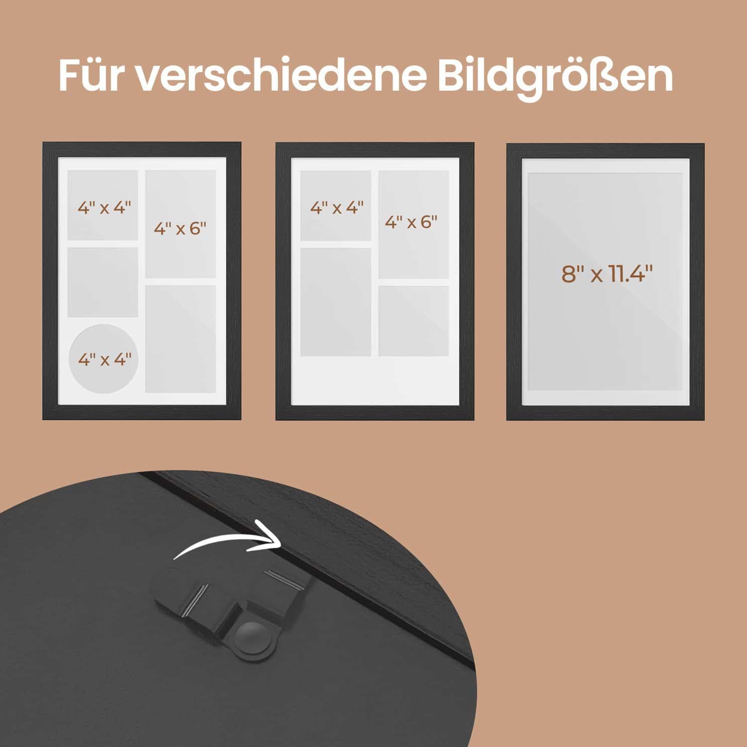 Bilderrahmen A4 für mehere Bilder eschenschwarz Bilderrahmen A4 für mehere Bilder eschenschwarz