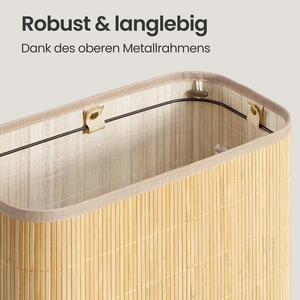 Wäschekorb mit Deckel, 60 L, Wäschesammler Bambus Wäschekorb mit Deckel, 60 L, Wäschesammler Bambus