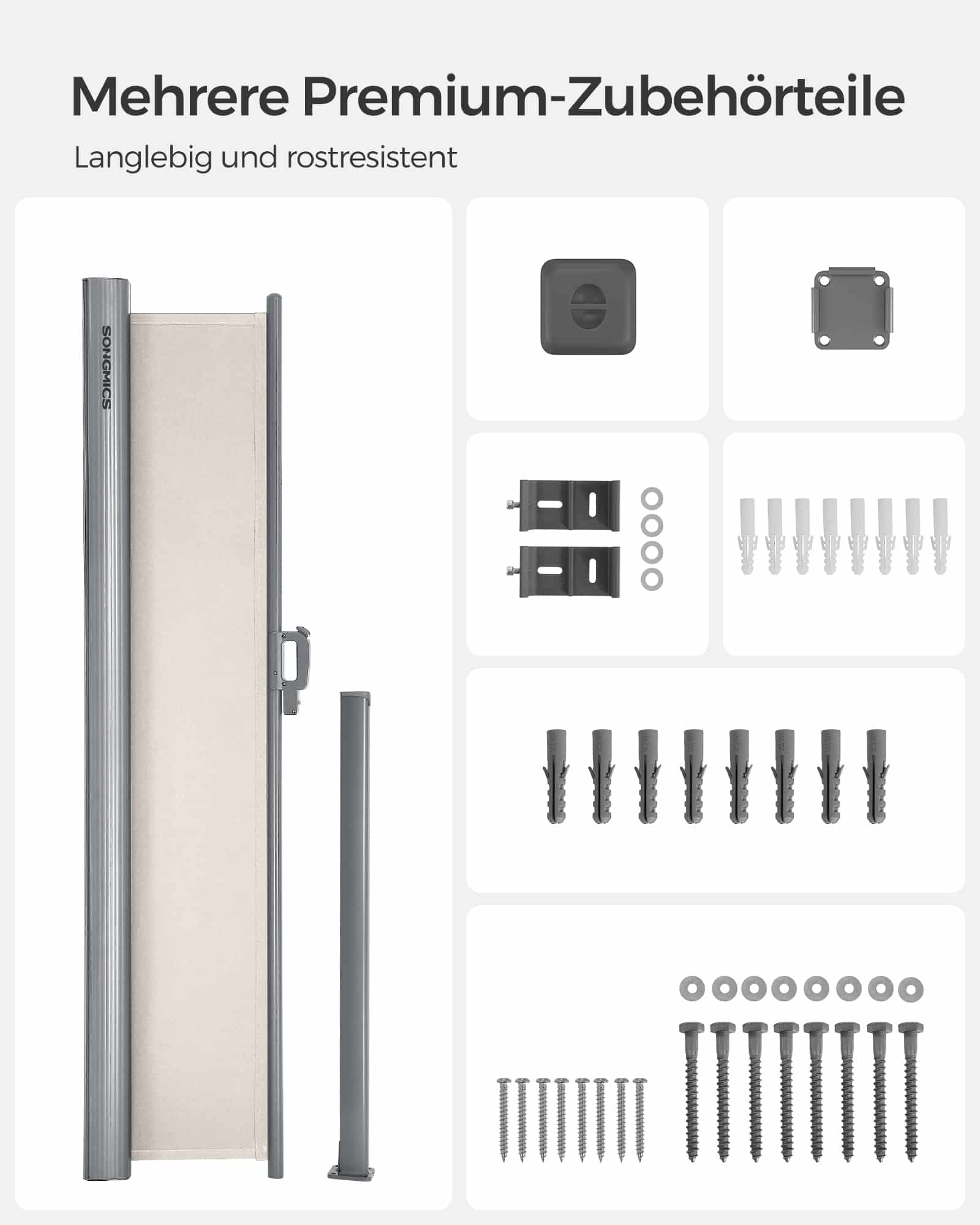 Seitenmarkise 180 x 300 cm Beige-GSA180E Seitenmarkise 180 x 300 cm Beige-GSA180E
