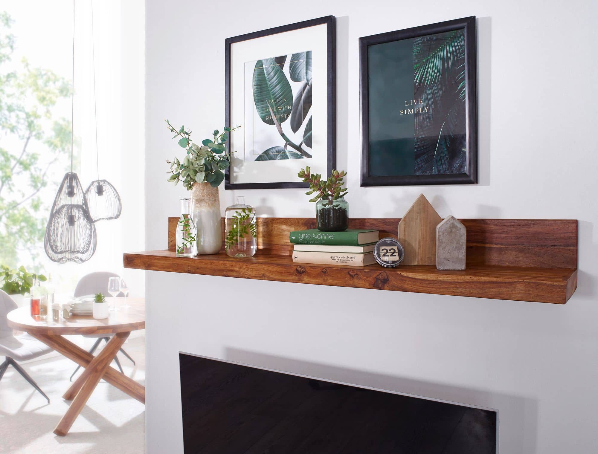 Wandregal MUMBAI Massiv-Holz Sheesham Holzregal 110 cm Landhaus-Stil Hänge-Regal Echt-Holz Wand-Board Natur-Produkt Wandregal MUMBAI Massiv-Holz Sheesham Holzregal 110 cm Landhaus-Stil Hänge-Regal Echt-Holz Wand-Board Natur-Produkt