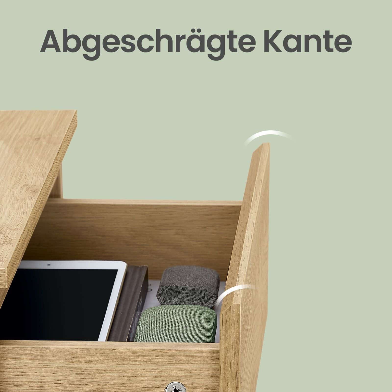 Beistelltisch Set mit Steckdosenleiste, Nachttisch, 3 Schubladen Beistelltisch Set mit Steckdosenleiste, Nachttisch, 3 Schubladen