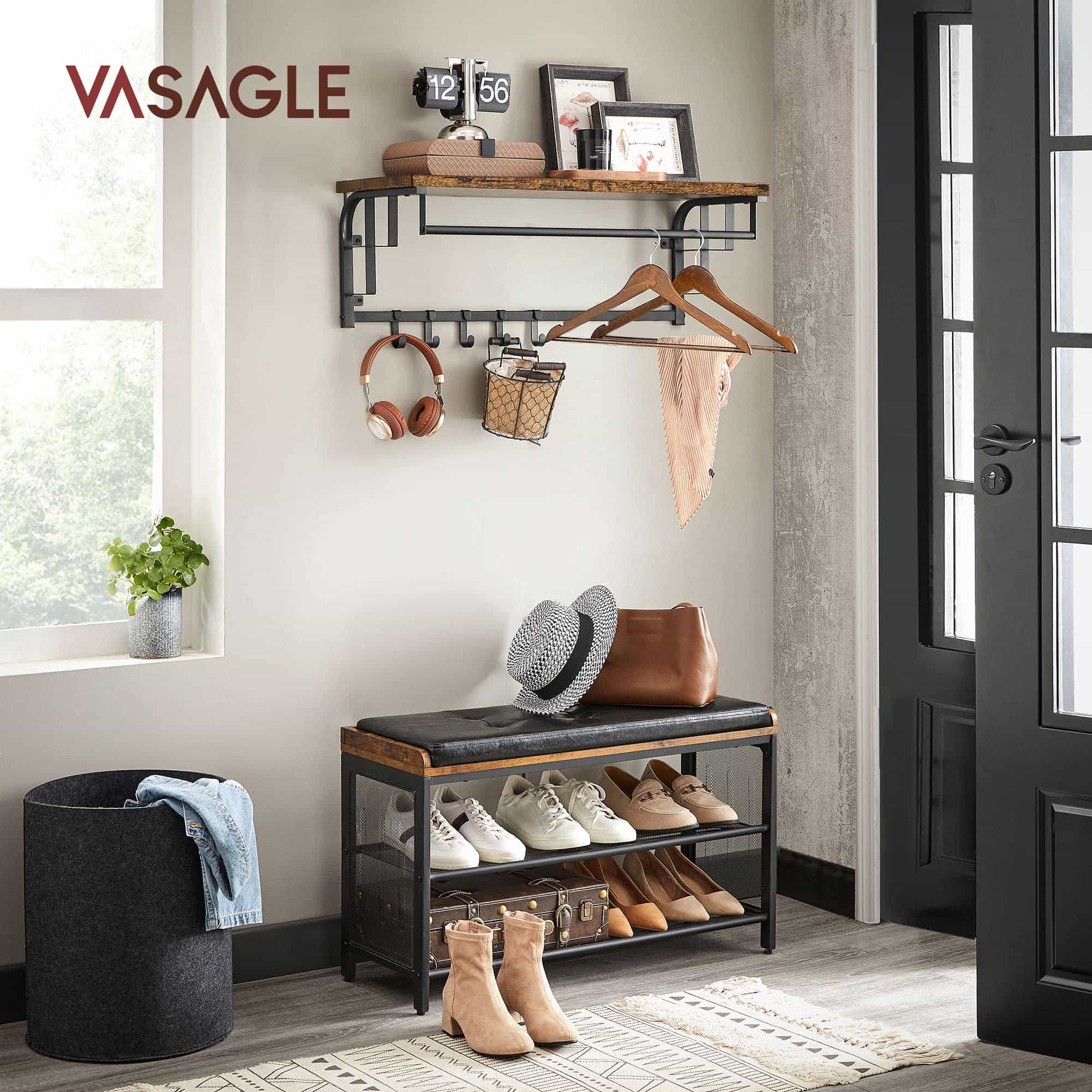 Wandgarderobe mit 5 abnehmbaren Haken Wandgarderobe mit 5 abnehmbaren Haken