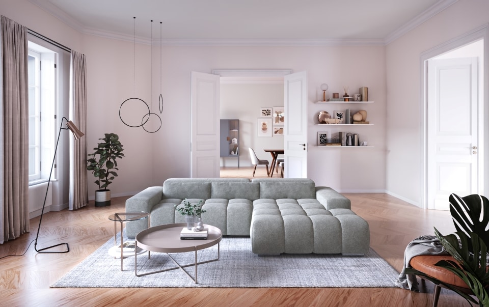 Sofa Orion von Cotta mit elektronischem Sitzvorschub | Material New York Chenille Mikrofaser Sofa Orion von Cotta mit elektronischem Sitzvorschub | Material New York Chenille Mikrofaser