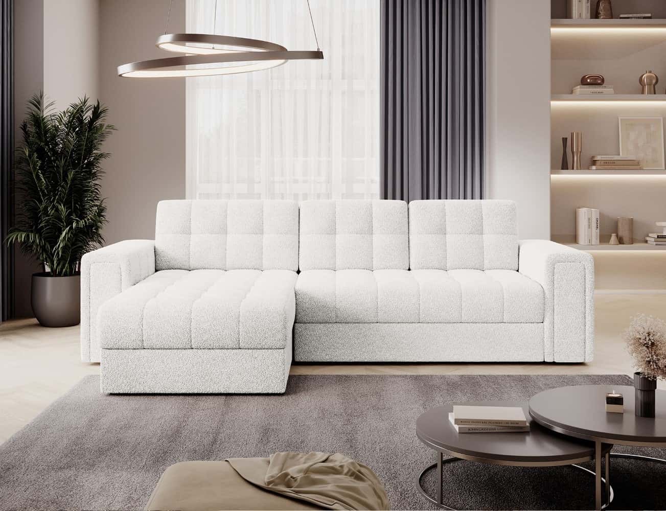 Ecksofa Blenvi Weiß mit Schlaffunktion & Bettkasten | Royal | Eltap | beidseitig montierbar Ecksofa Blenvi Weiß mit Schlaffunktion & Bettkasten | Royal | Eltap | beidseitig montierbar