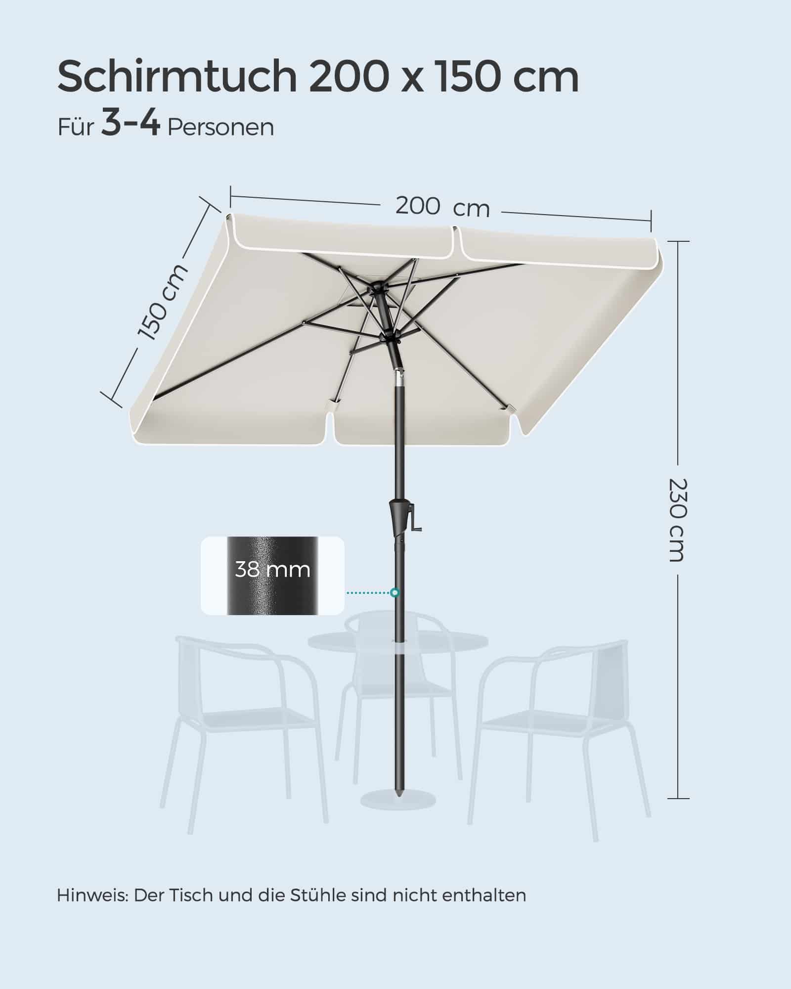 Rechteckiger Balkonschirm 200 x 150 cm beige Rechteckiger Balkonschirm 200 x 150 cm beige