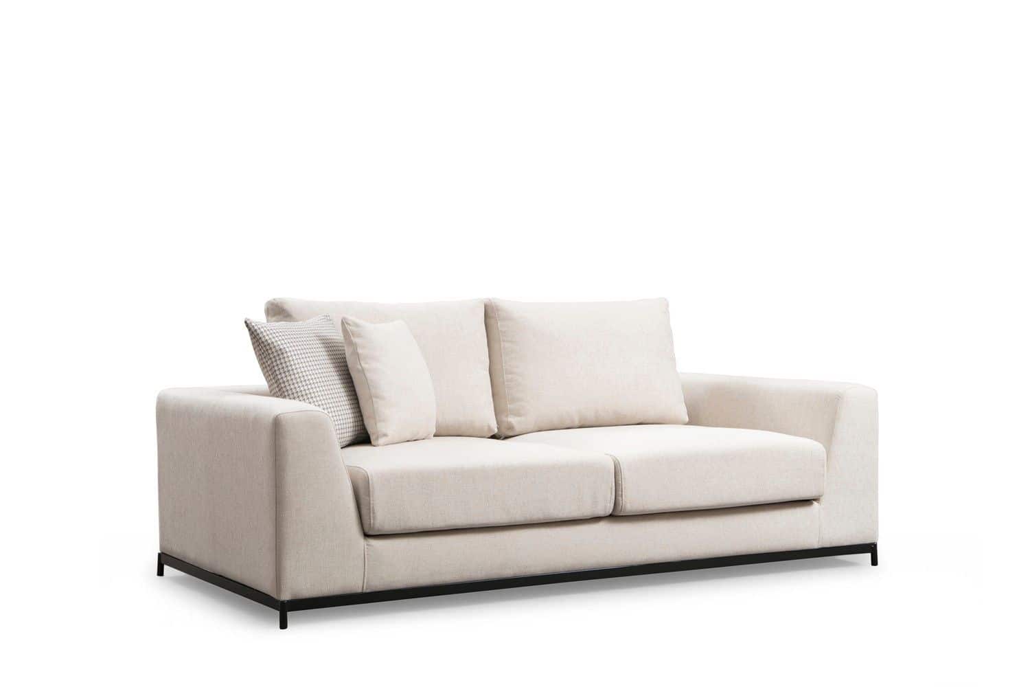 Sofa Line 2-Sitzer Beige – Flachgewebe mit Metallfüßen