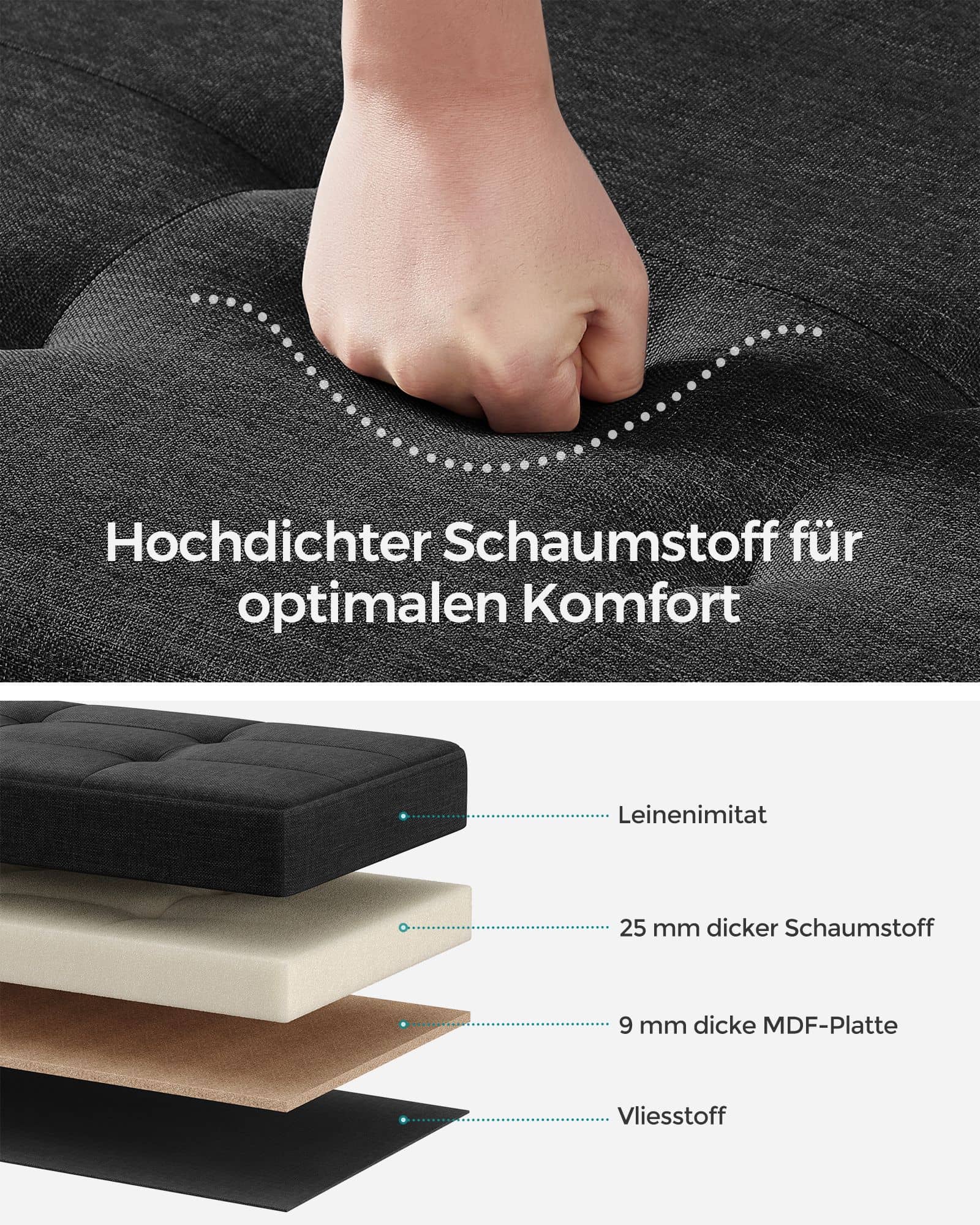 Sitzbank mit Stauraum klappbar tintenschwarz-LSF018B11 Sitzbank mit Stauraum klappbar tintenschwarz-LSF018B11