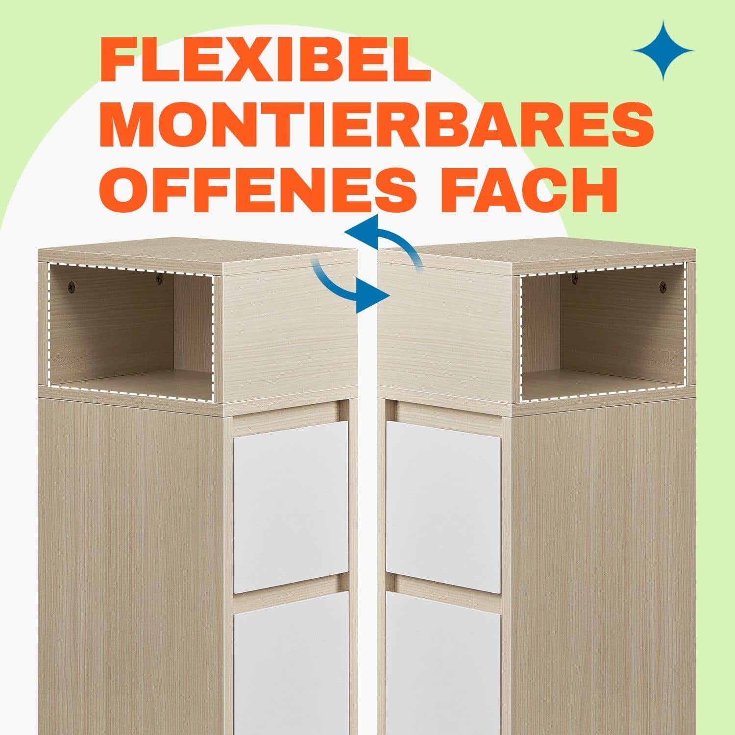 Nachttisch 2er Set, schmal, Beistelltisch mit 2 Schubladen