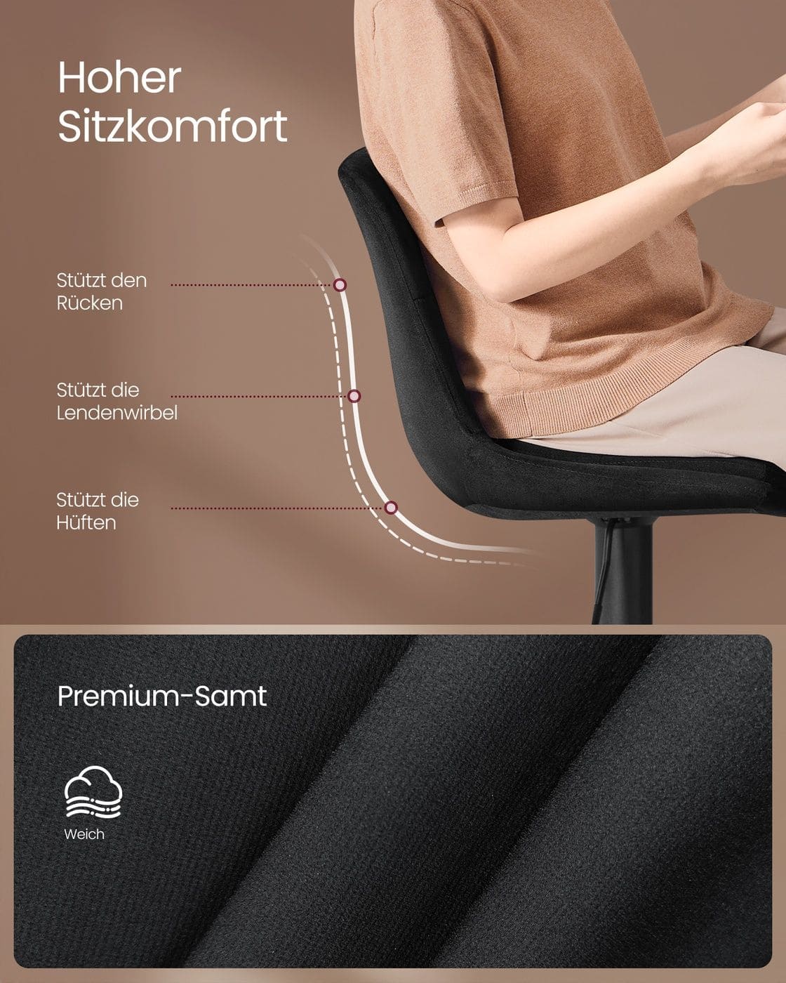 Barhocker 2er Set aus Samt höhenverstellbar drehbar tintenschwarz Barhocker 2er Set aus Samt höhenverstellbar drehbar tintenschwarz