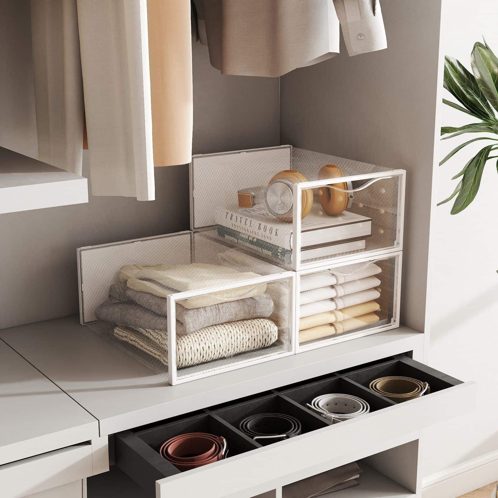 Schuhboxen, aus Kunststoff, mit Tür