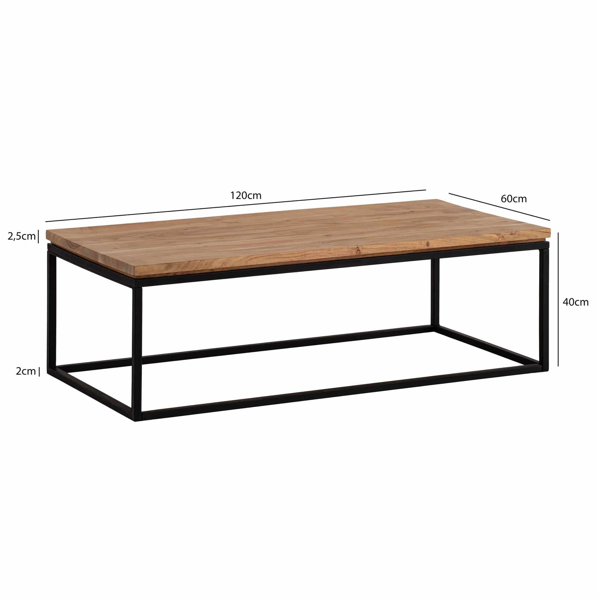 Couchtisch 120x60x40 cm Akazie Massivholz Metall Sofatisch Rechteckig Couchtisch 120x60x40 cm Akazie Massivholz Metall Sofatisch Rechteckig