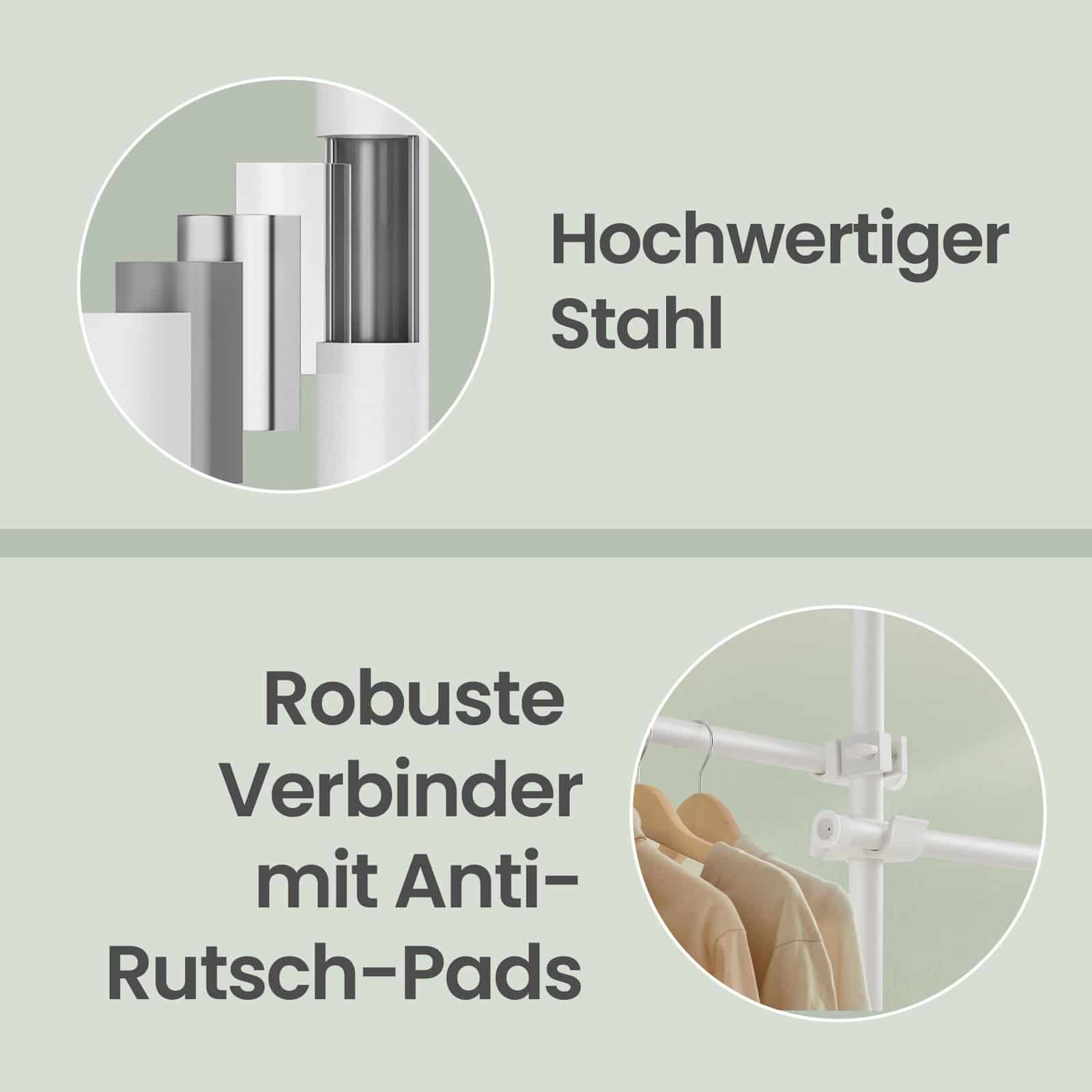 3-stufiger Kleiderständer, höhen- und breitenverstellbar, offene Garderobe mit 6 Kleiderstangen und 3 Ablagen 3-stufiger Kleiderständer, höhen- und breitenverstellbar, offene Garderobe mit 6 Kleiderstangen und 3 Ablagen