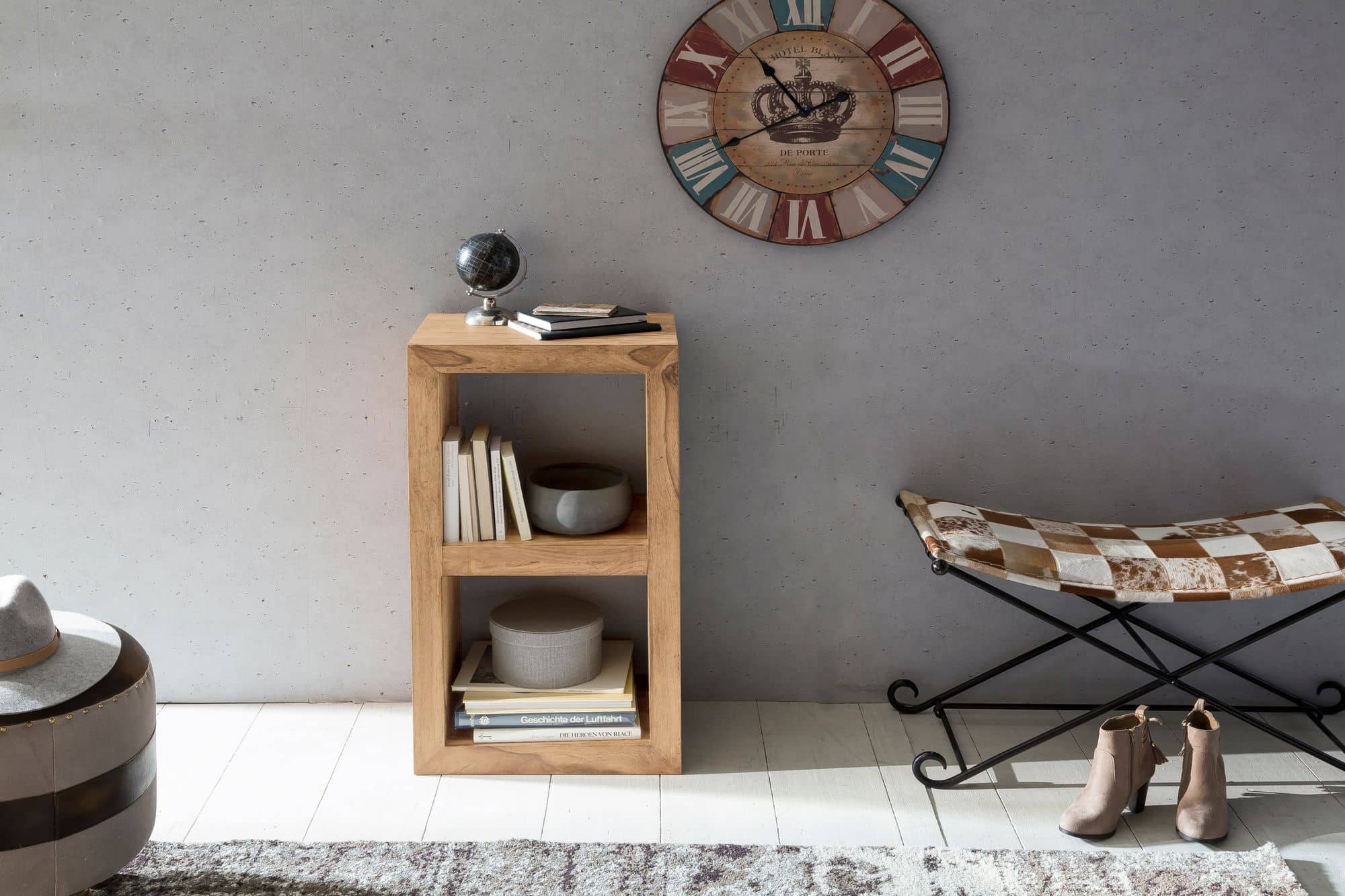 Standregal MUMBAI Massivholz Akazie 88 cm hoch 2 Böden Design Holz-Regal Naturprodukt Beistelltisch Landhaus-Stil Standregal MUMBAI Massivholz Akazie 88 cm hoch 2 Böden Design Holz-Regal Naturprodukt Beistelltisch Landhaus-Stil