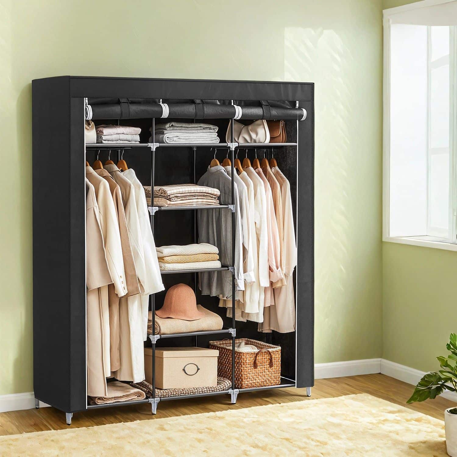 Stoffschrank 175 x 150 cm Schwarz Stoffschrank 175 x 150 cm Schwarz