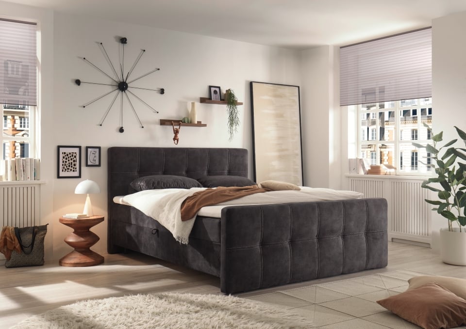 ED Exciting Design Boxbett Valetta 6 – Luxus-Mikrofaser, Tonnentaschenfederkern, HR-30 Topper, Bettkasten – H2 Härtegrad (bis 120 kg)  in verschiedenen Farben erhältlich
