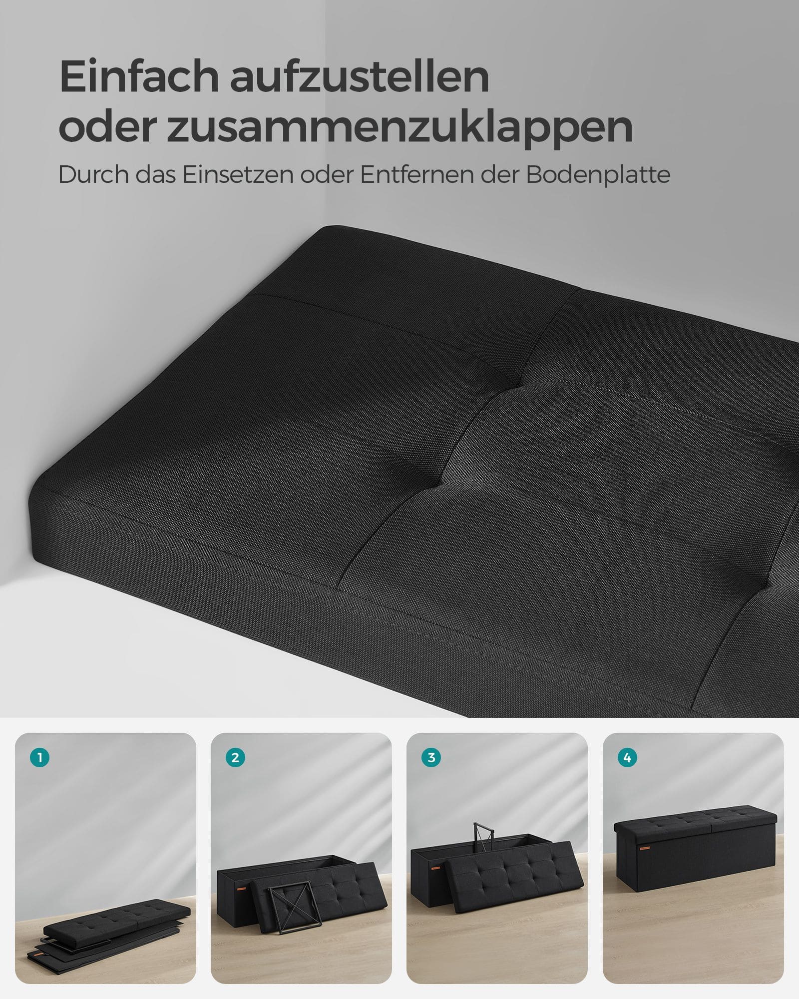 Sitzbank mit Stauraum 38 x 110 x 38 cm tintenschwarz Sitzbank mit Stauraum 38 x 110 x 38 cm tintenschwarz
