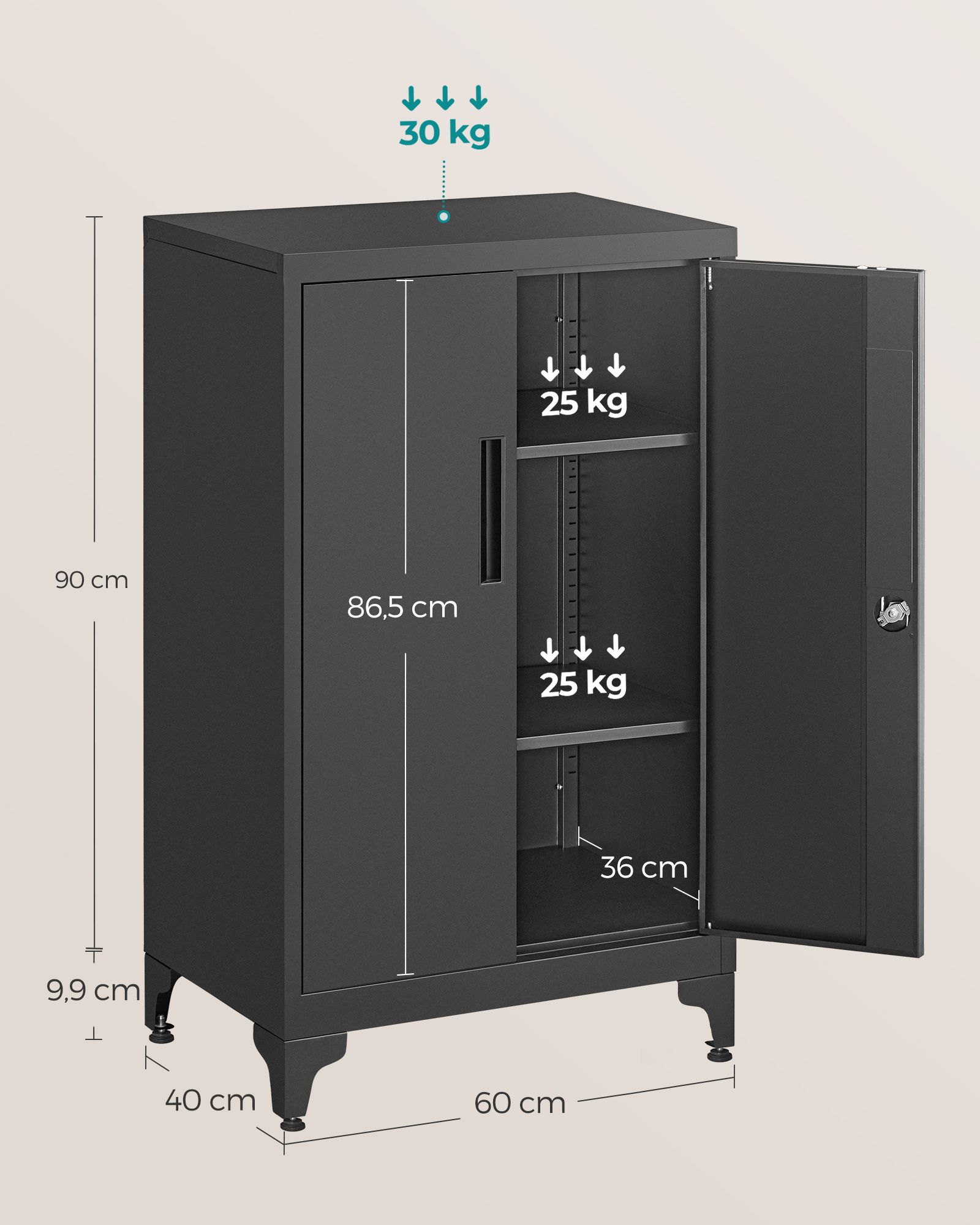 Aktenschrank mit 2 Türen aus Stahl Aktenschrank mit 2 Türen aus Stahl