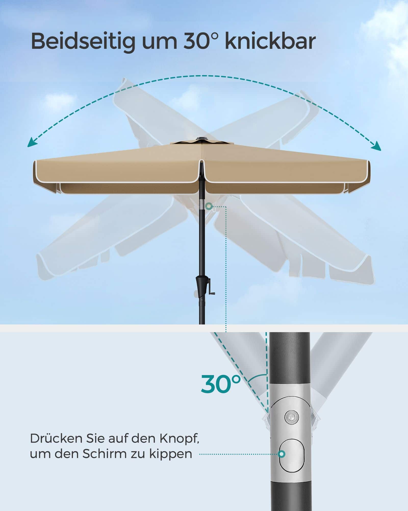 Balkonschirm rechteckig ohne Ständer taupe