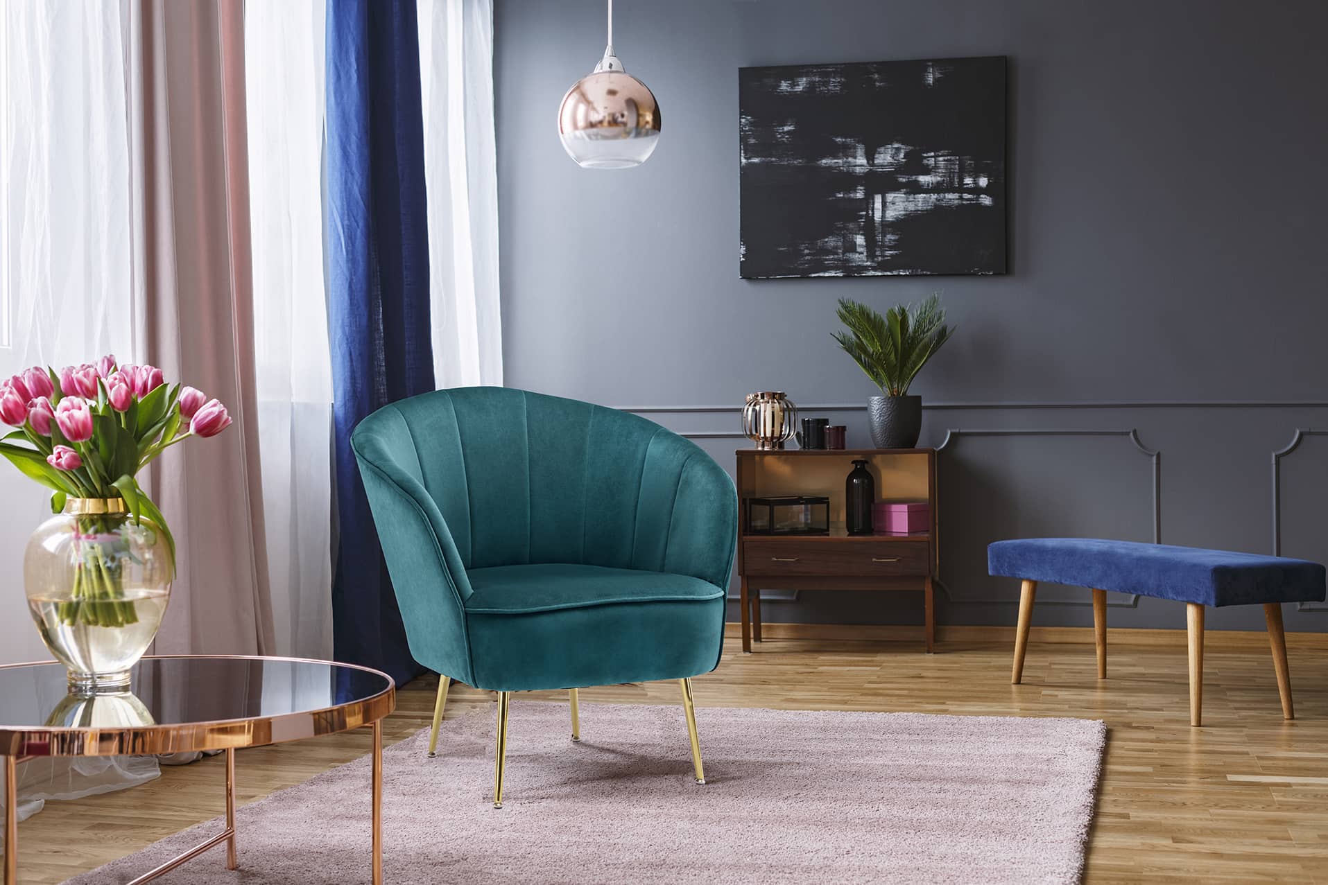 Cocktail-Sessel mit Samtbezug – Elegant & Bequem