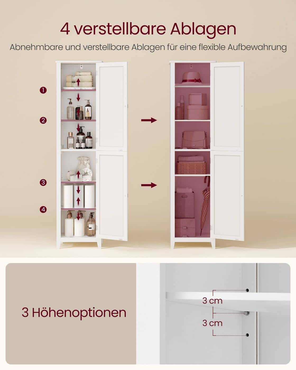 Badezimmerschrank mit Ganzkörperspiegel 30 x 40 x 160 cm wolkenweiß